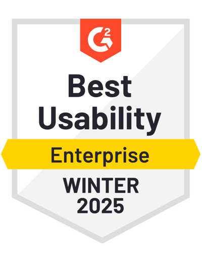 G2 Badge Best Usability Enterprise Winter 2024