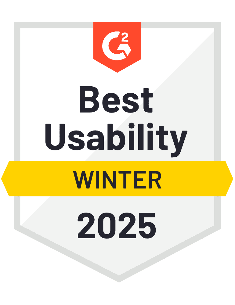 G2 Badge: Best Usability, Summer 2023
