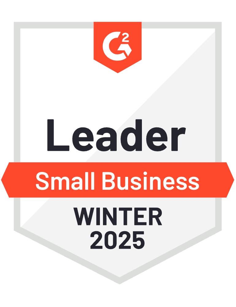 G2 badge: Leader, Small Business, Summer 2023